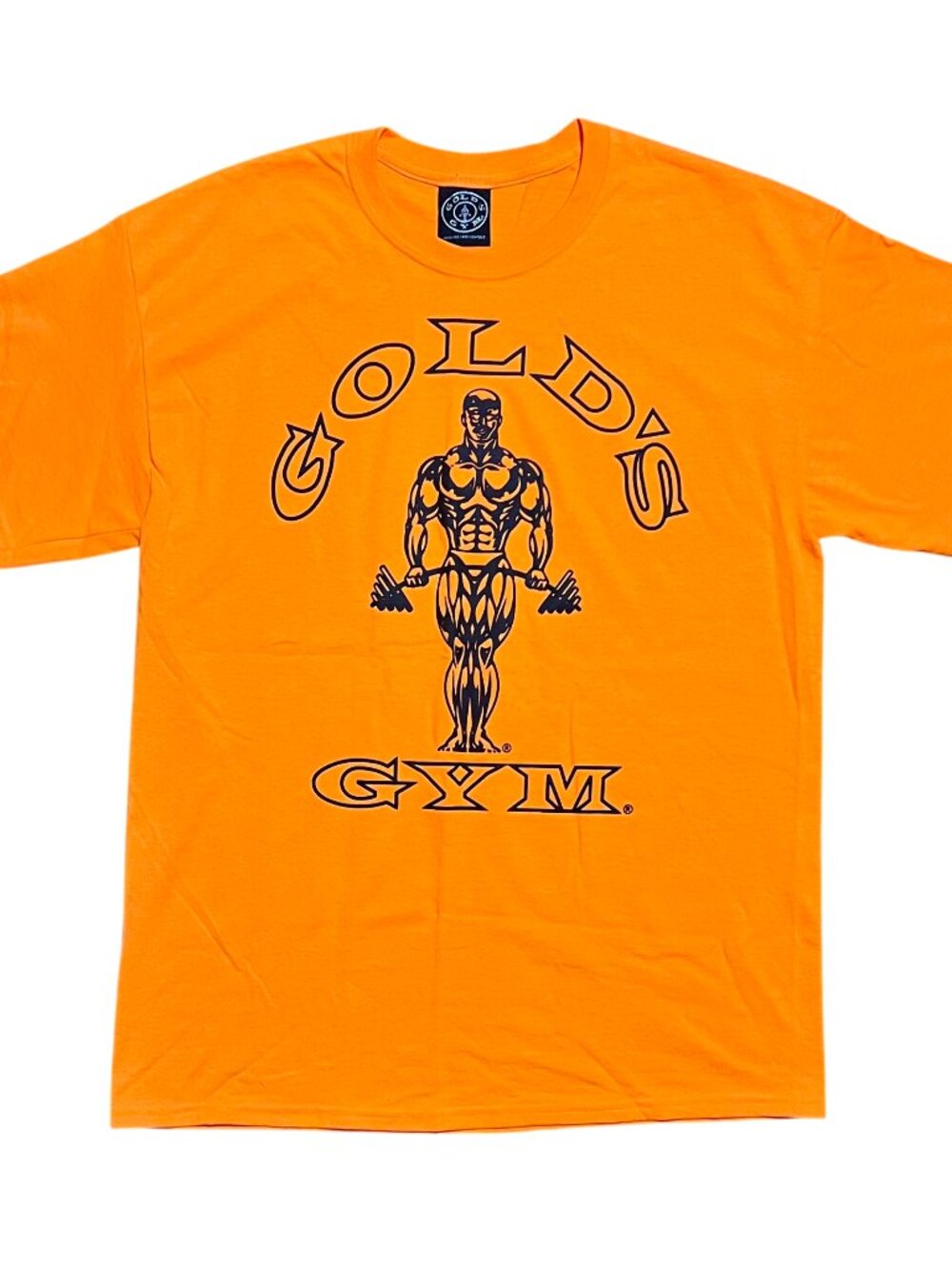 Gold's Gym Vintage 90s Bodybuilder Orange Graphic T-Shirt, Men's Large